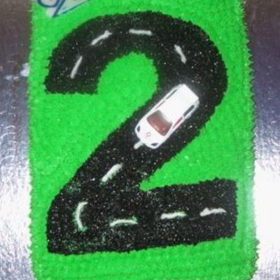 Number 2 Race Car Track Cake