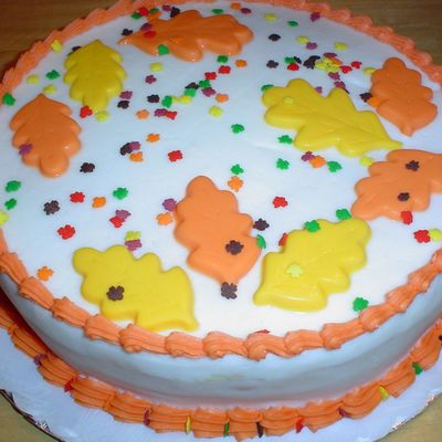 Cake For Fall With Candy Leaves