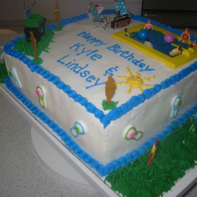 Pool Party Happy Birthday Cake