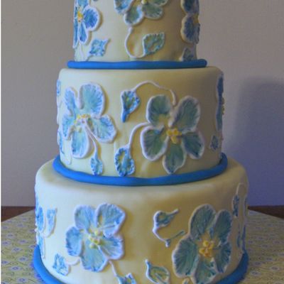 Blue And Yellow Brush Embroidery