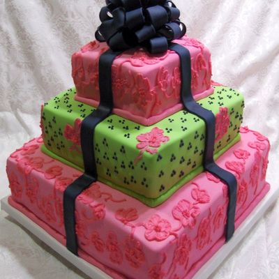 Lime, Navy, Hot Pink Cake