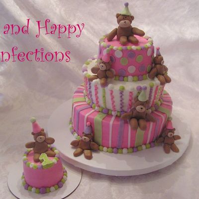 Teddy Bear Party Cake With Smash Cake