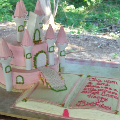 Storybook With Pink Castle Cake
