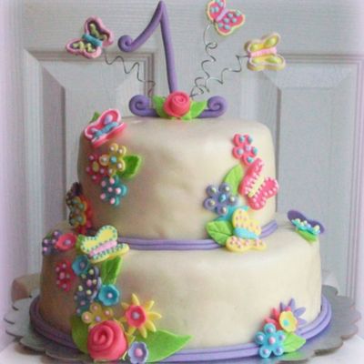 Flowers And Butterflies 1St Birthday