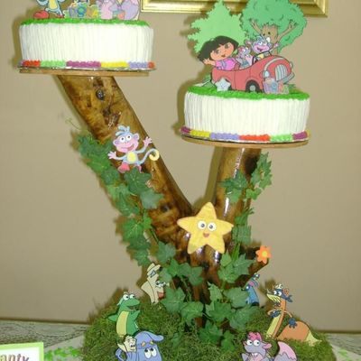 Close-Up Of The Stands Of Dora Birthday Cake