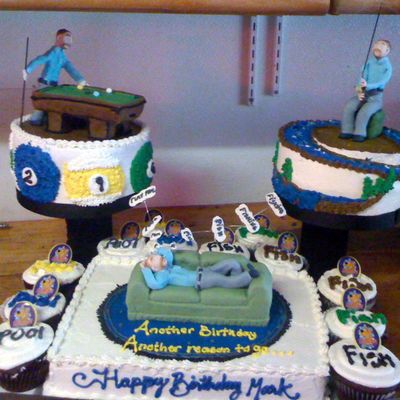 To Fish Or Play Pool Birthday Cake