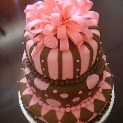 Pink And Brown Birthday Cake