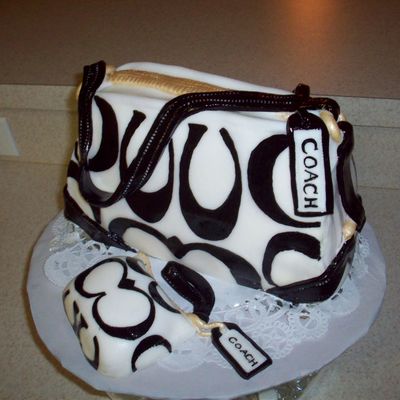 Black & White Coach Purse Cake And Wallet