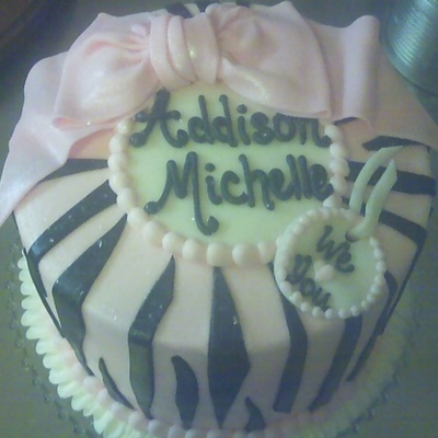 Pink Zebra Baby Shower Cake