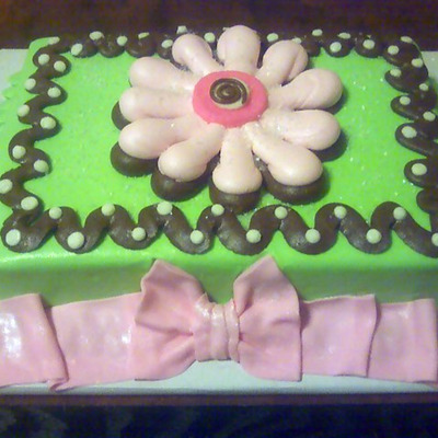Pink Green Brown Baby Shower Cake