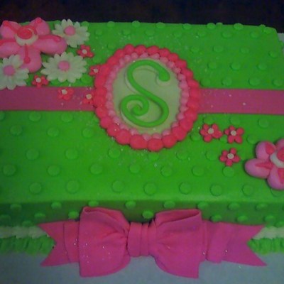 Lime And Pink Initial Cake