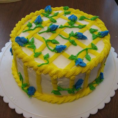 Yellow And Blue Flower Cake