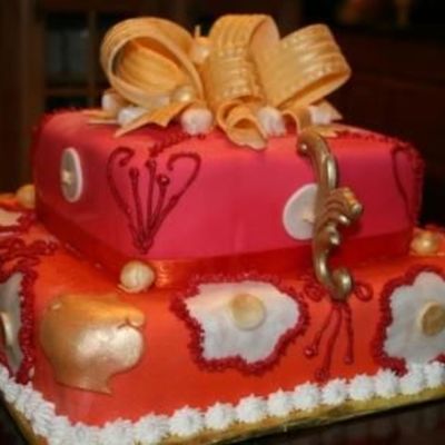 Morocan Indian Fondant Cake W/gold Accents