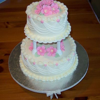 Pink Floral Wedding Cake