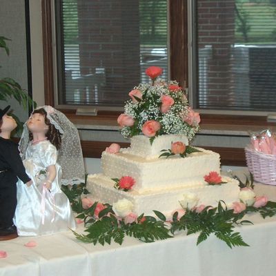 Square Stack With Fresh Roses