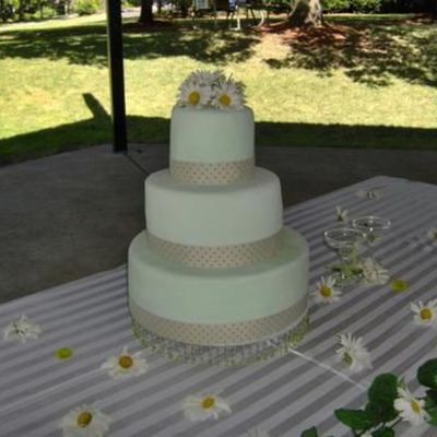 Rosemary's Green Polka Dot Ribbon Wedding Cake