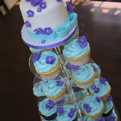 Purple And Teal Cupcake Tower