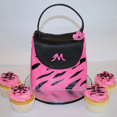 Purse Cake And Cupcakes