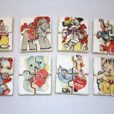 Retro Valentines Day Puzzle Cookies