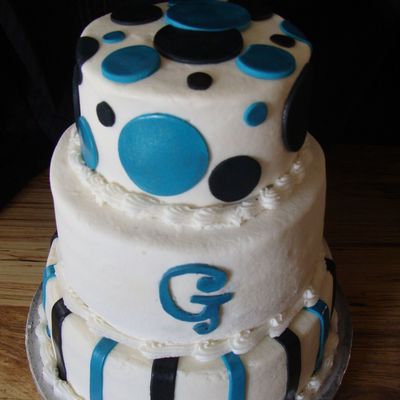 Polka Dots And Stripes Wedding Cake