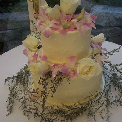 Dotted Swiss With Roses And Orchids