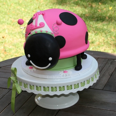 Pink Ladybug Cake