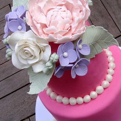 Hot Pink With Peony Cake