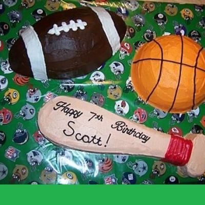 Baseball, Football, And Basketball Cake