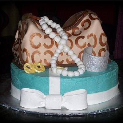 Coach Bag And Tiffany Box Cake W/jewelry