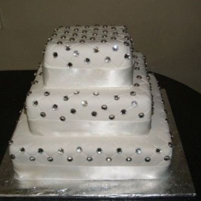 3 Tier Square Wedding With Diamentes
