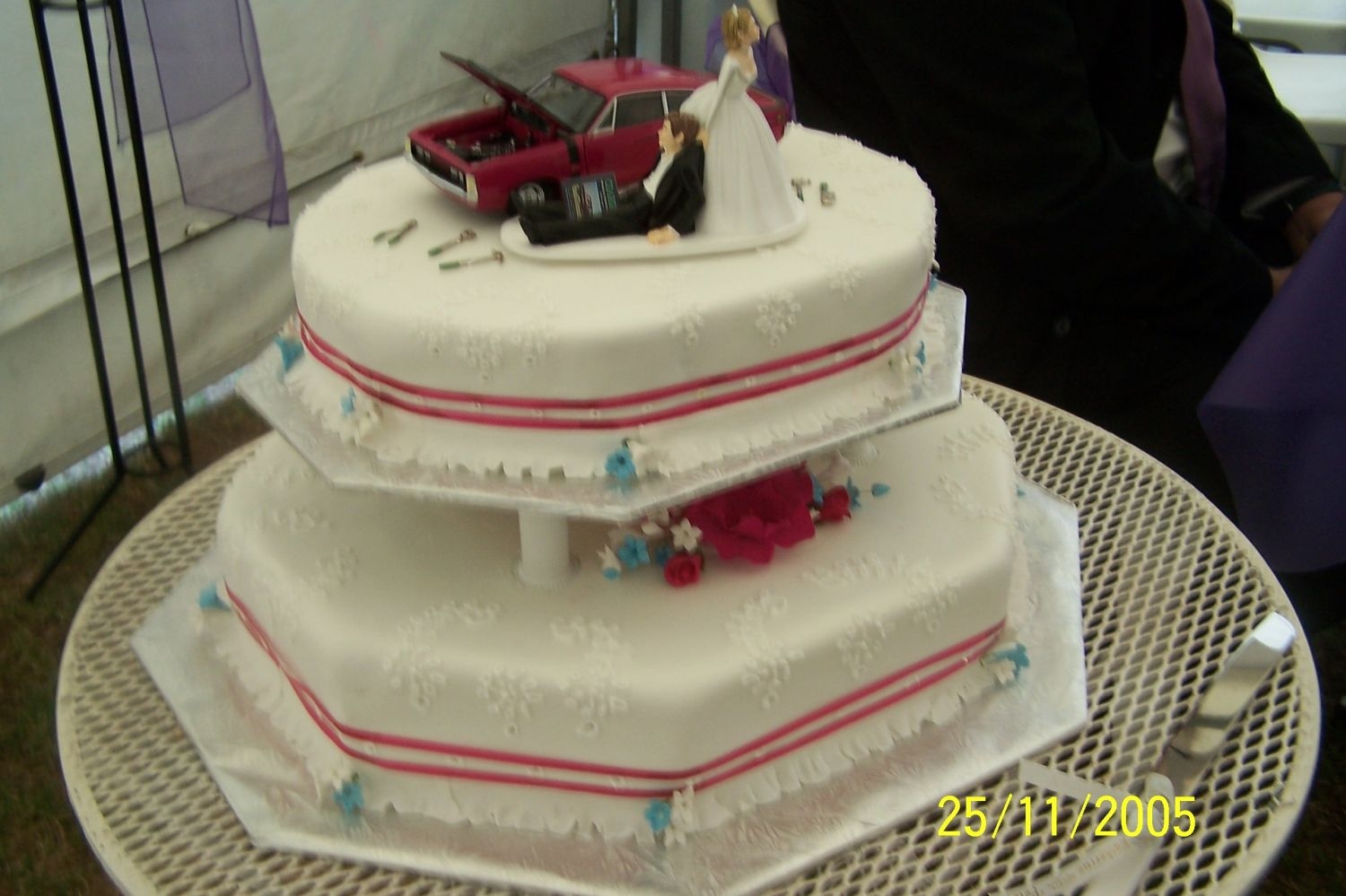 2 Tier Corner Cut Rectangle Wedding Cake