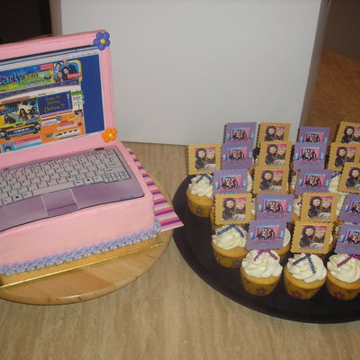 Icarly Laptop Cake And Cupcakes