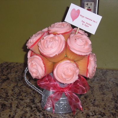 Cupcake Bouquet In Flower Pot