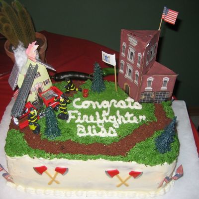 Fire Rescue Scene - Graduation Party Cake