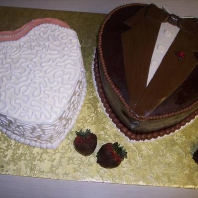 Wedding Dress & Tuxedo Cake