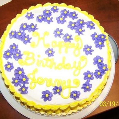 Birthday Cake W/purple Flowers