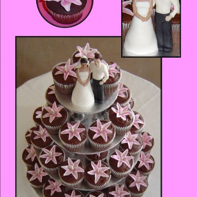Pink Lilly Cupcake Wedding Cake