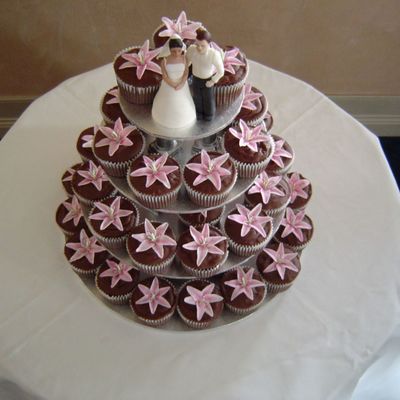 Pink Lilly Cupcake Tower