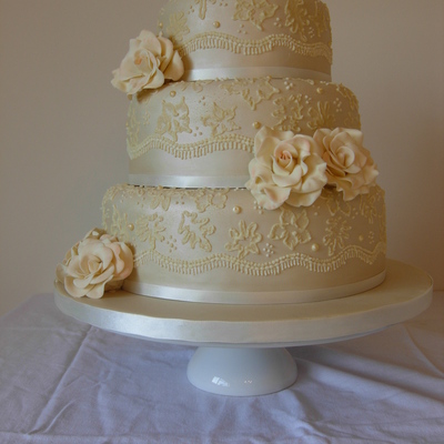 Vintage Lace Frills And Peach Dusted Roses