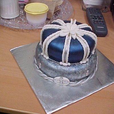 Blue And Silver Birthday Cake