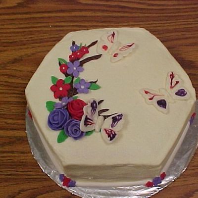 Red/purple Floral With Butterflies