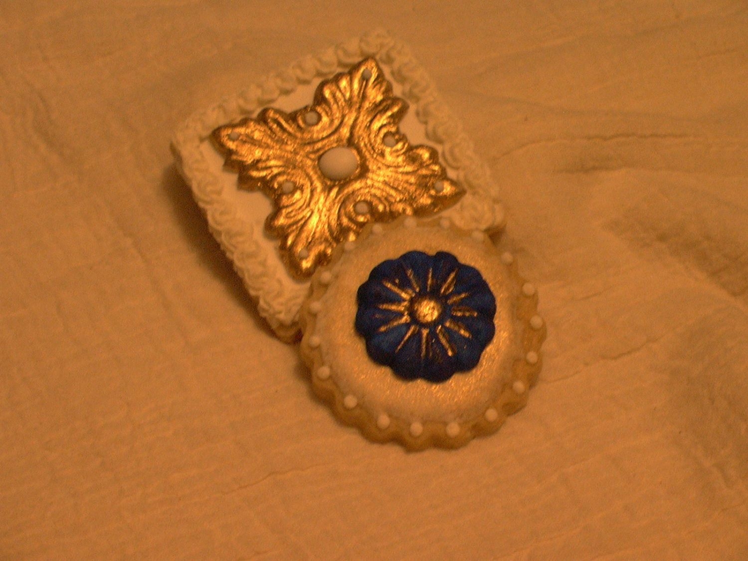 Sugar Cookies With Fondant , Luster Dust And Royal Icing