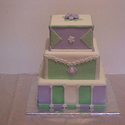 Pastel Green And Purple Wedding Cake