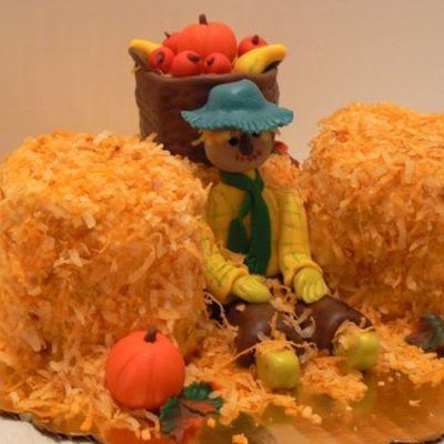 Scarecrow And Bales Of Hay