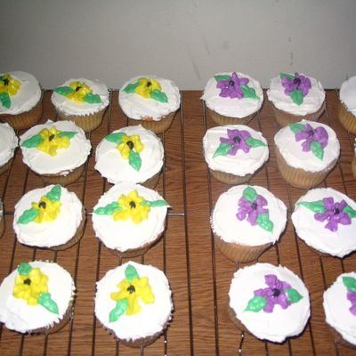 Purple And Yellow Flower Easter Cupcakes