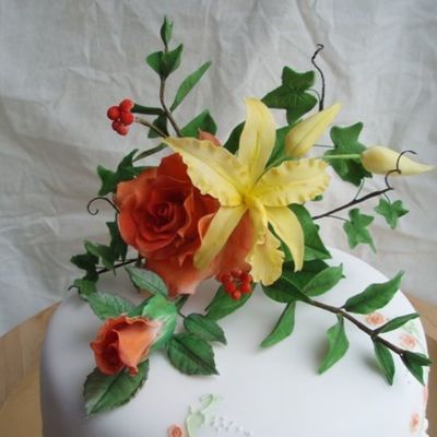 Spray With Roses, Laelia Orchid, Ivy And Honeysuckle.