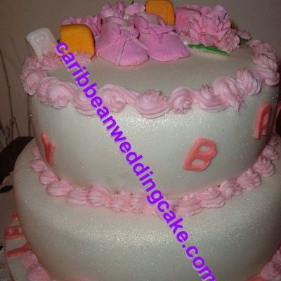 Two Tier Fondant Shower Cake/bootie