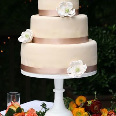 3 Tier Ivory Fondant Cake With Magnolia Flowers