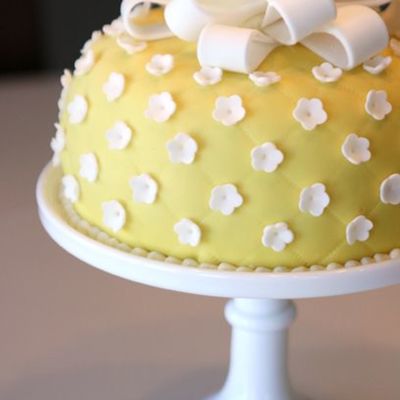 Yellow & White Round Fondant Cake