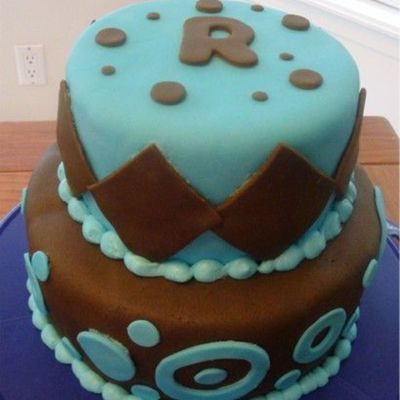 Turquoise And Brown Cake